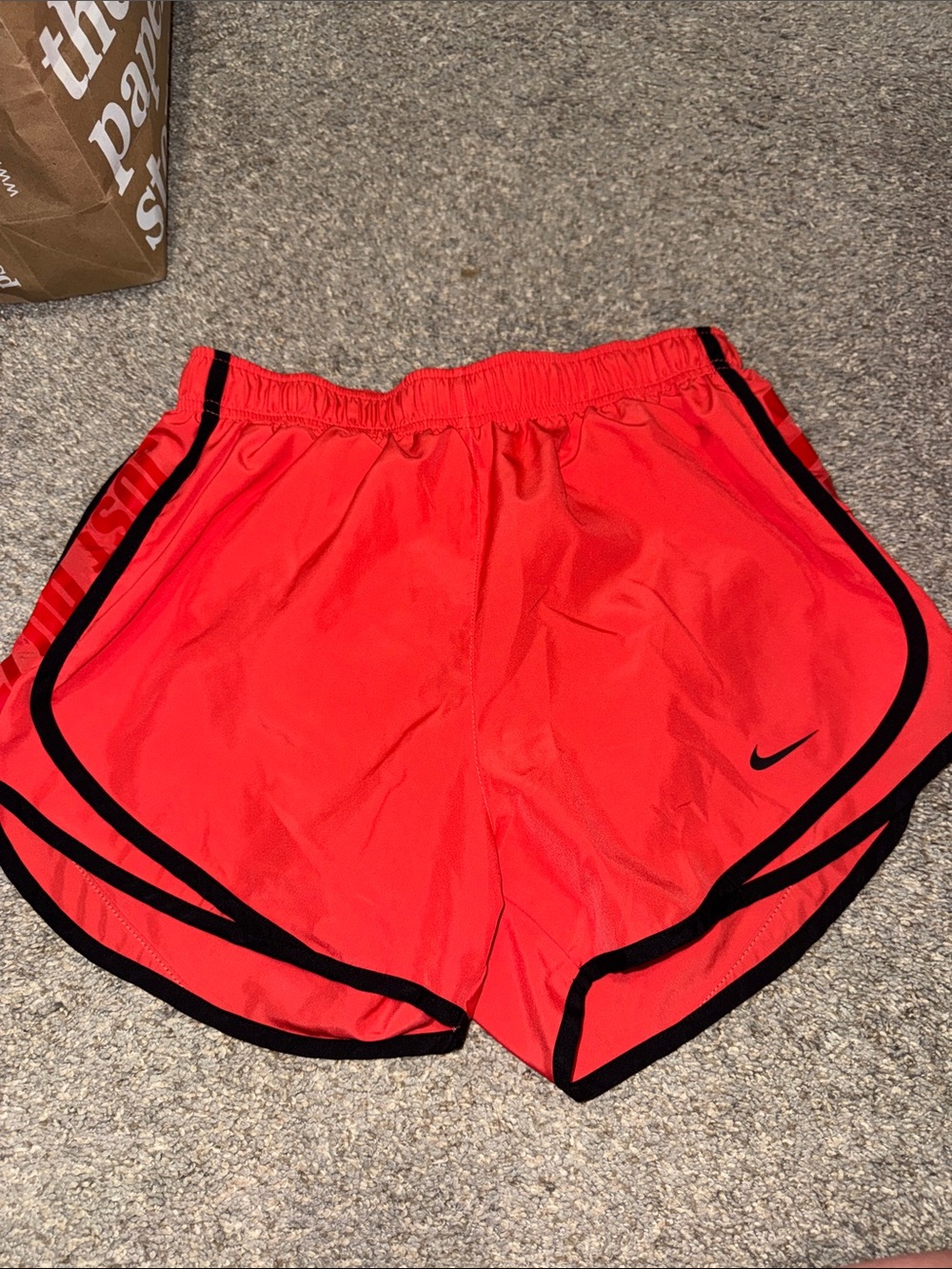 Nike Women's Vibrant Orange Athletic Shorts with Black Trim